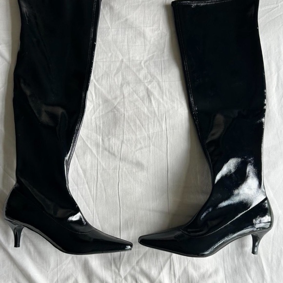 Abound Shiny Black Over the Knee Boots - Picture 1 of 3